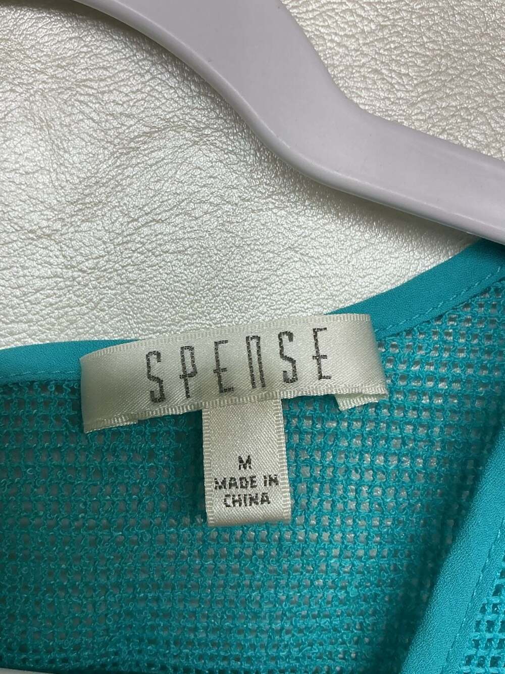 Spense Teal Blue Chiffon Mesh Accent Cap Sleeve Blouse Size M - Picture 2 of 3